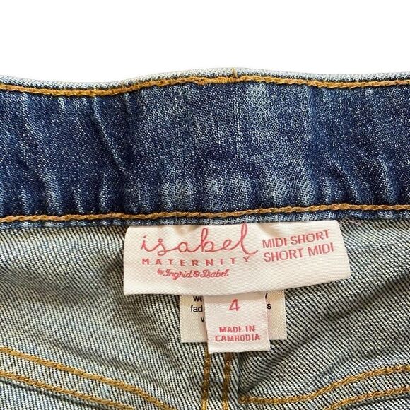 Isabel Maternity by Ingrid & Isabel  stretch bands midi short jean shorts size 4 - Picture 6 of 7